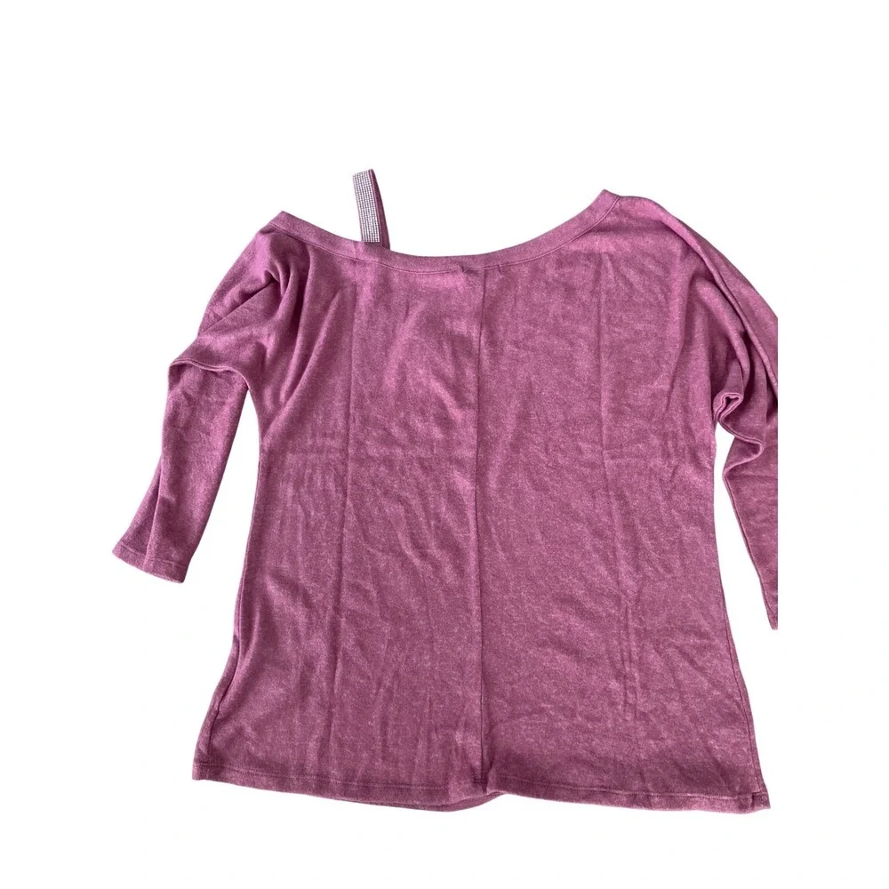 BY‎ design Mauve Heather Silver Embellished Neck Shoulder Dolman Knit Top M NWT